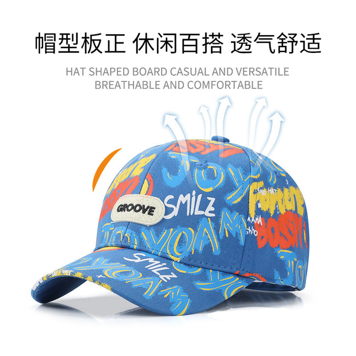 Wholesale wholesale Children's Street-fried Graffiti Baseball Cap Leather Label Cap