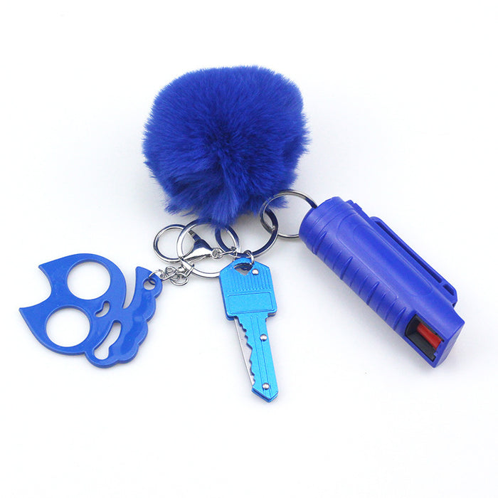 Wholesale Hair Ball Multi-function Plastic Keychain Set 4 Pieces JDC-KC-TouMS042