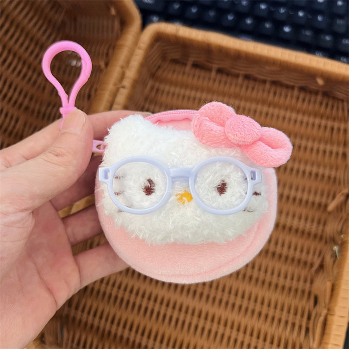 Wholesale 3D Cat Plush Mini Wallet with Glasses