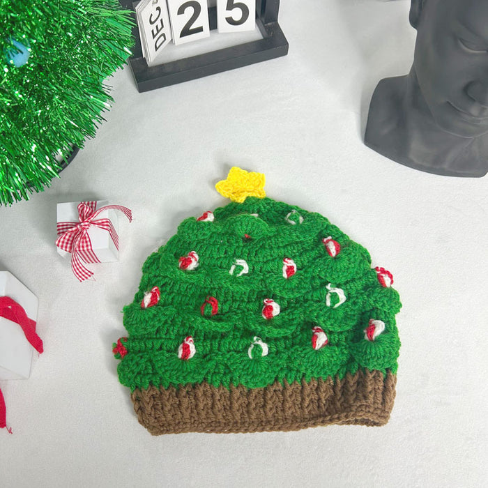 Wholesale Christmas handmade yarn knitted hat for autumn and winter warmth Christmas tree star Christmas hat