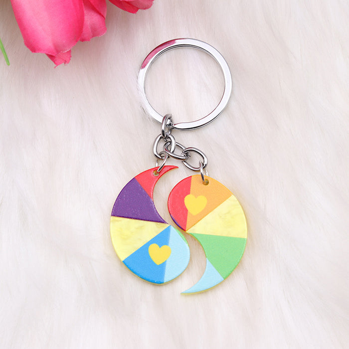 Wholesale Rainbow Love Acrylic Keychain JDC-KC-MingM003