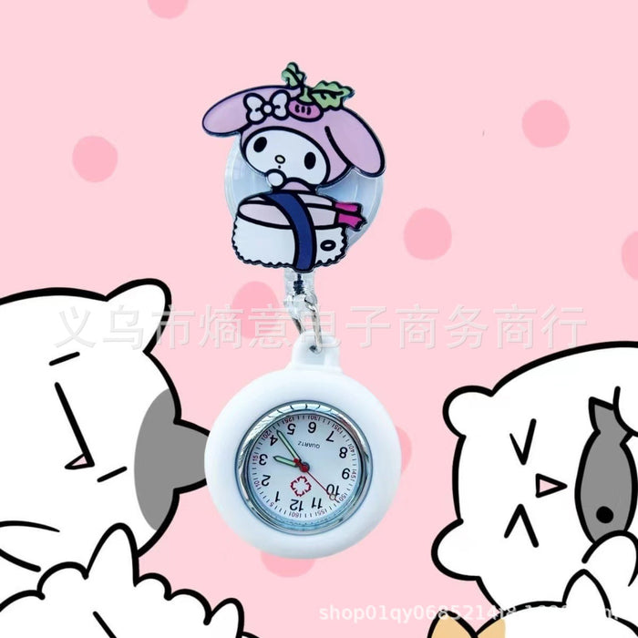 Wholesale Cute cartoon retractable luminous pocket watch