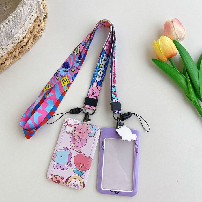 Wholesale Acrylic Cartoon Long Rope Card Holder Keychain JDC-KC-ZhangX007