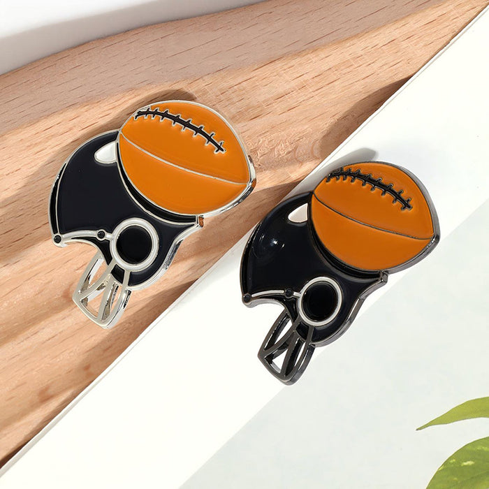 Wholesale Football helmet metal enamel badge brooch with horse n pin