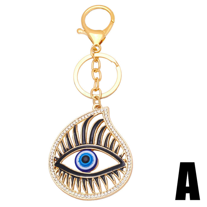 Wholesale Colorful Rhinestone Devil Eye Metal Keychain JDC-KC-AS005