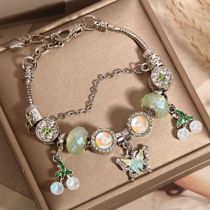 Wholesale Small niche luxury style bracelet with butterfly cherry pendant bracelet