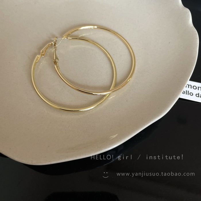 Wholesale Simple plain circle earrings, light luxury, niche earrings, high-end feel, unique temperament, ear rings