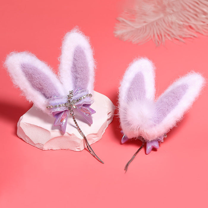 Wholesale DIY Plush Rabbit Ears Beads Chain Tassel Bow Beads JDC-BDS-BLinG013