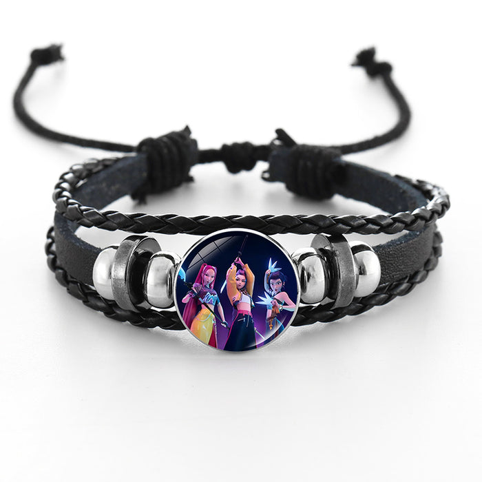 Wholesale KPOP Couple leather braided black bracelet