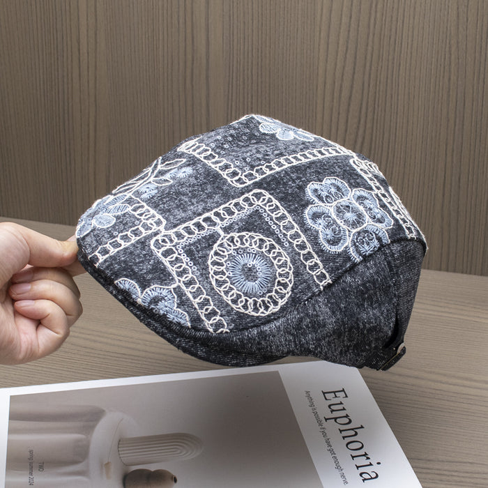 Wholesale Personalized embroidery sequins flower forward hat versatile duck tongue denim