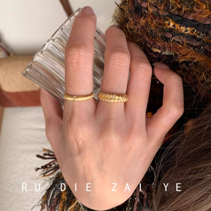 Wholesale Wheat ear woven ring open ring Adjustable rings
