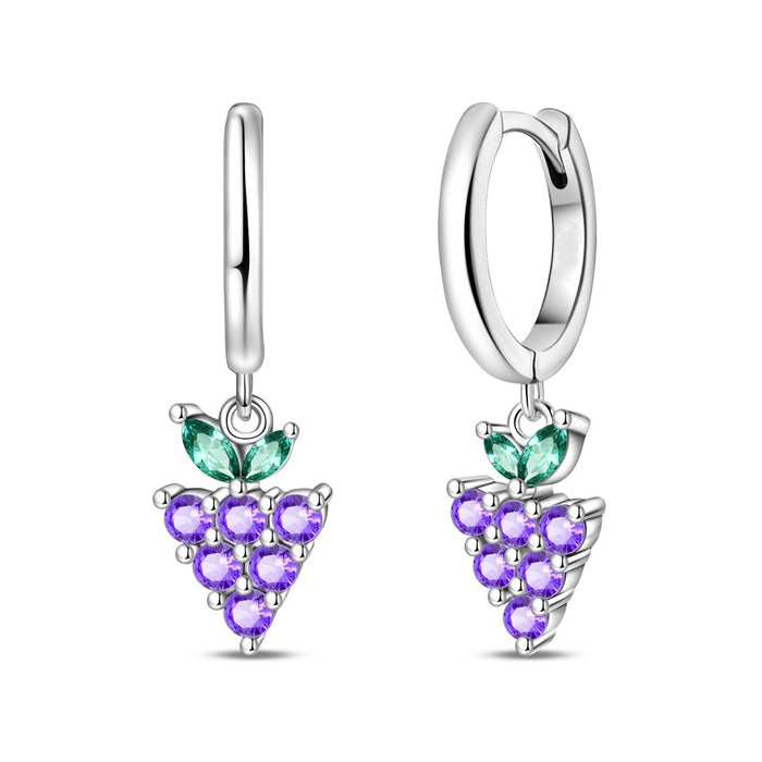Wholesale Silver Plated Fruit Earrings Strawberry Grape Cherry Party Jewelry Accessory