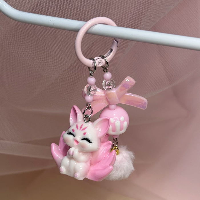 Wholesale Cute Nine-Tailed Fox Keychain Cartoon Plush Pendant Gift for Girlfriend Decorative Accessory