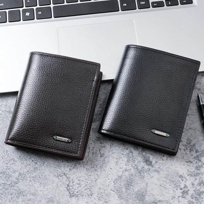 Wholesale Men' s PU Wallet Solid Color Black for Business Commute Gift MOQ≥3