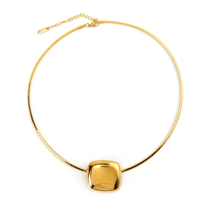 Wholesale Fashionable and minimalist design, stainless steel block necklace, personalized and high-end, color preserving titanium steel necklace wholesale