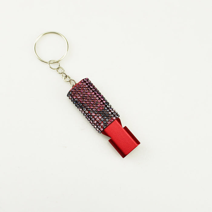 Wholesale Rhinestone Survival Whistle Stylish Grey Metal Emergency Whistle For Keychain Everyday Carry Outdoor Use