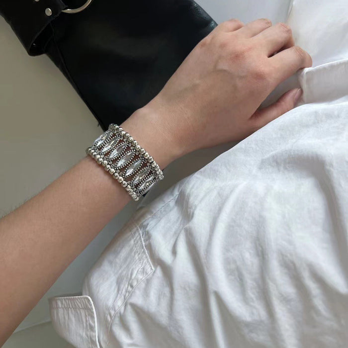 Wholesale Niche Elastic Ancient Silver Rhinestone Bracelet