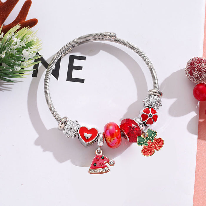 Wholesale Stainless Steel Christmas Bracelet with Tree Snowflake Pendant MOQ≥2