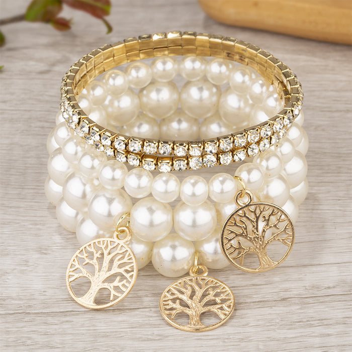 Wholesale Boho Handmade Multi-layered Pearl Tree of Life Pendant Bracelet JDC-BT-FeiYa012