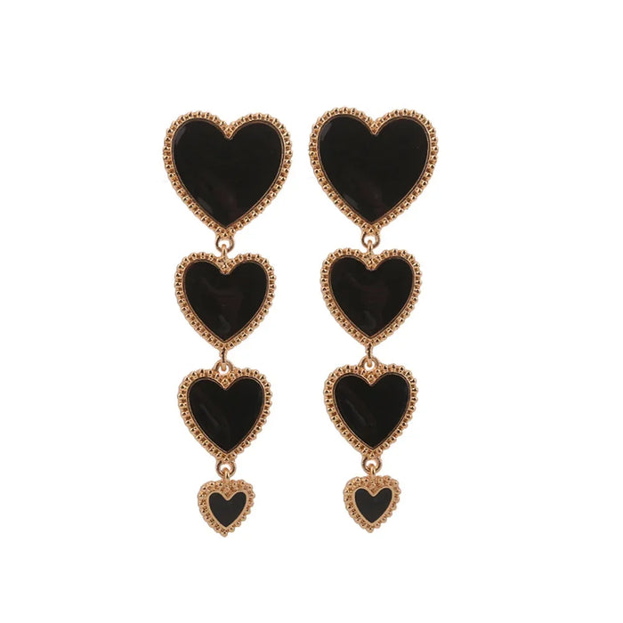Wholesale Exaggerated fashion heart tassel earrings with oil droplets, cute heart-shaped earrings, earrings, pendants
