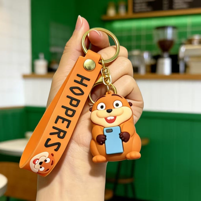 Wholesale Silicone PVC Cartoon Beaver Keychain Bag Charm Decorative Gift for Kids MOQ≥2