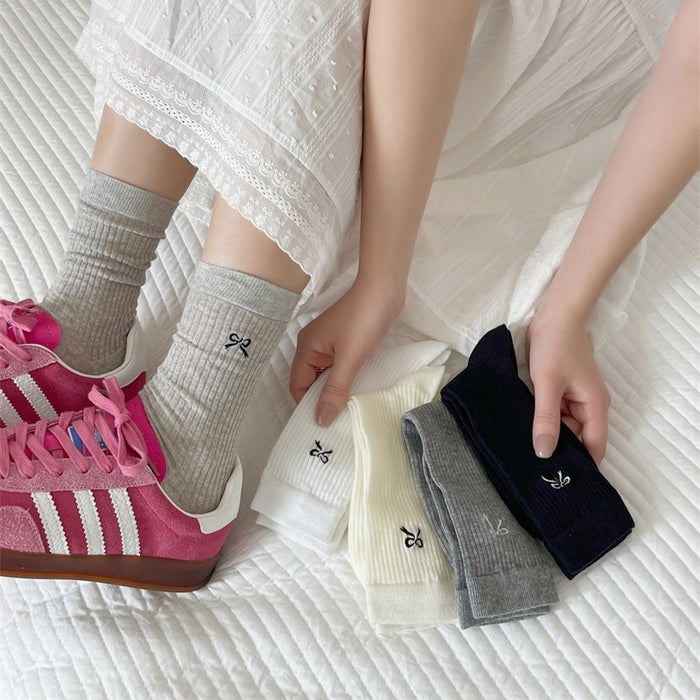 Wholesale Bow shaped mid tube socks, breathable mesh socks, ballet style pile socks, sweat absorbing socks