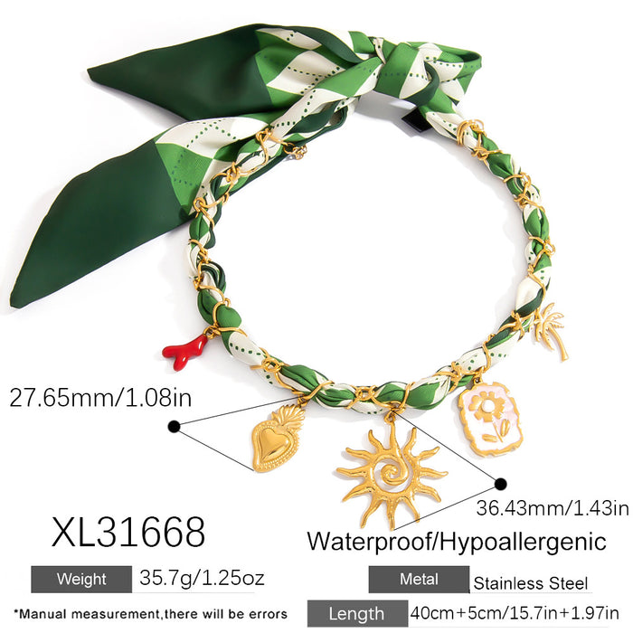 Wholesale Titanium Steel Necklace  Gold Accessible Luxury High-End Sun Flower Silk f Titanium Steel Color-Preserving Clavicle Chain Necklace