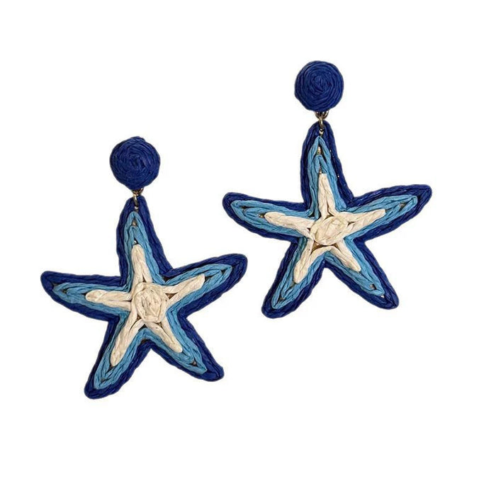 Wholesale Spring and summer new holiday style hand woven starfish earrings Bohemian  earrings