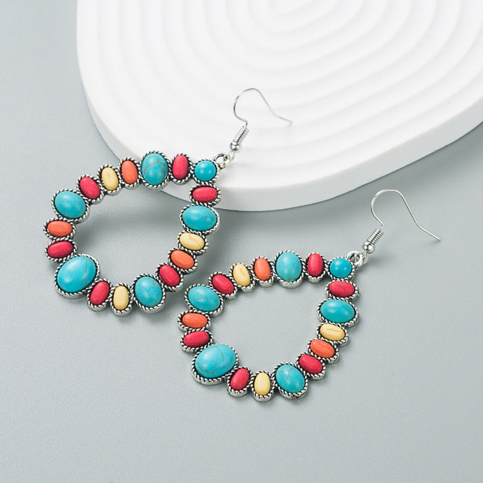 Wholesale Alloy Color Turquoise Geometric Earrings JDC-ES-HM012