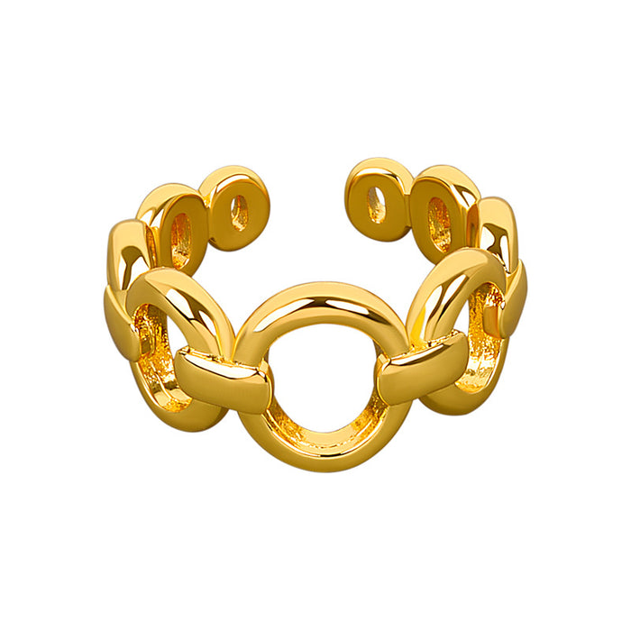 Wholesale Copper Electroplated Open Ring Geometric Chain Design Women S Adjustable Everyday Jewelry Gift