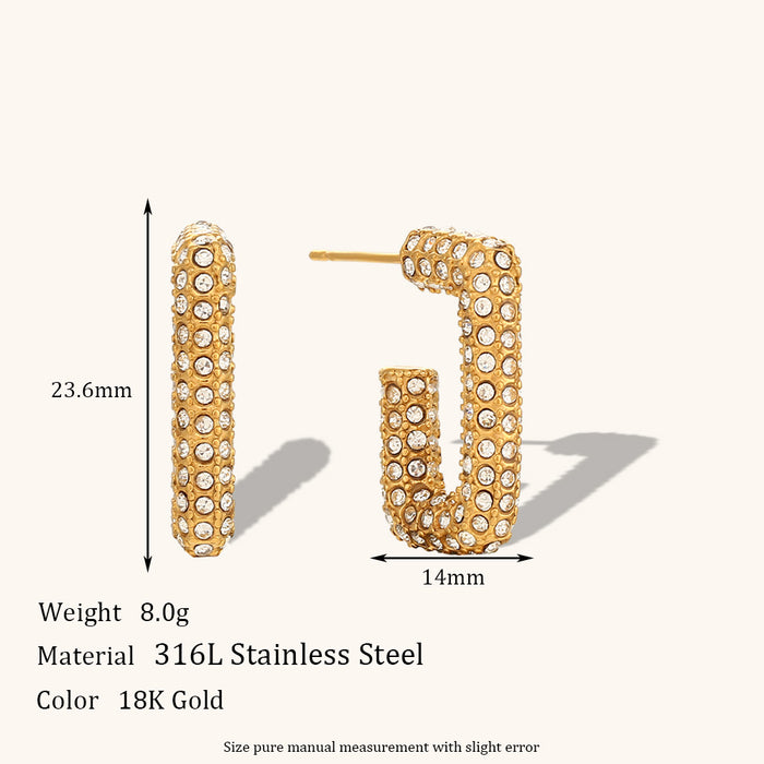 Wholesale Irregular C-shaped Earrings Stainless Steel Gold-plated Earrings JDC-ES-MengJ003