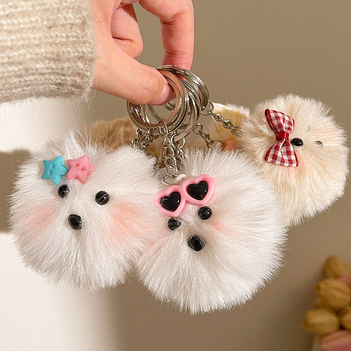 Wholesale Blush Little White Dog Plush Pendant Keychain