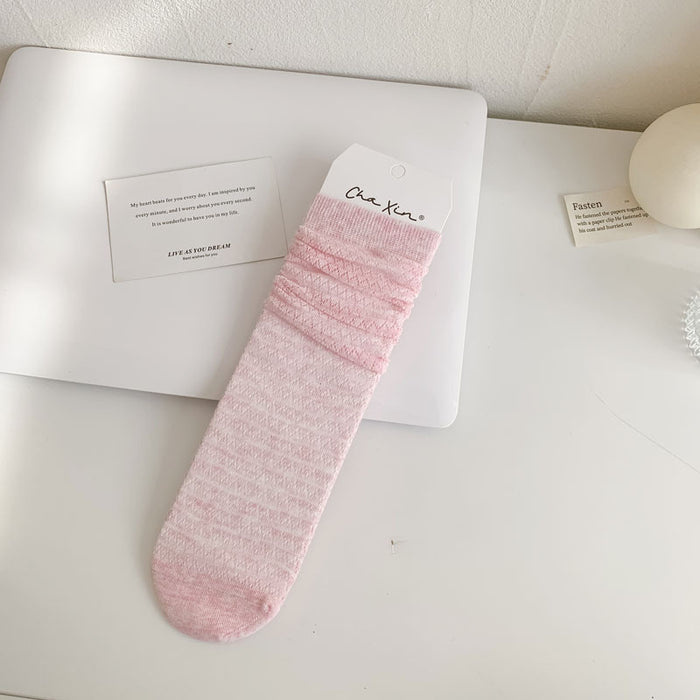 Wholesale New hollow mesh breathable thin socks with middle tube stacking