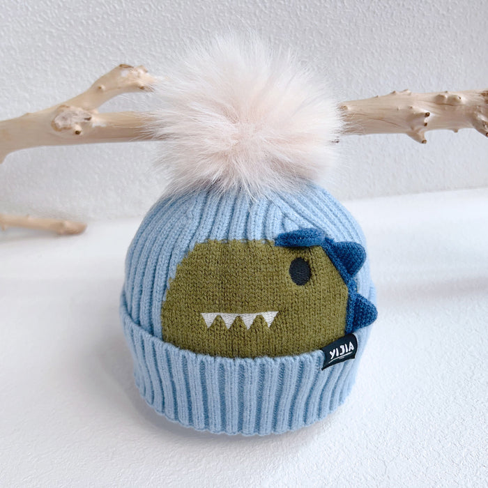 Wholesale Hat f two-piece set winter hat cute cartoon baby wool hat baby knit cross f