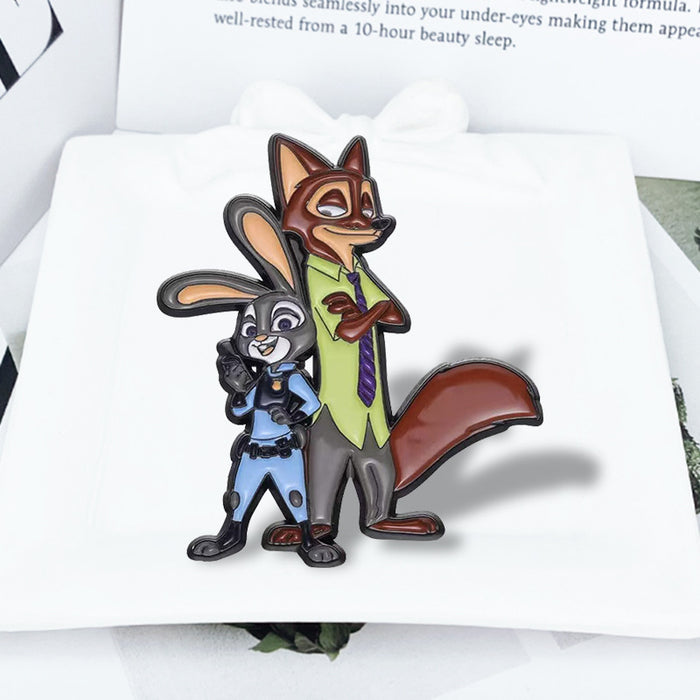 Wholesale Chic Cartoon Rabbit Fox Brooch Creative Painted Metal Pin for Bags Clothes Anime Accessory MOQ≥2