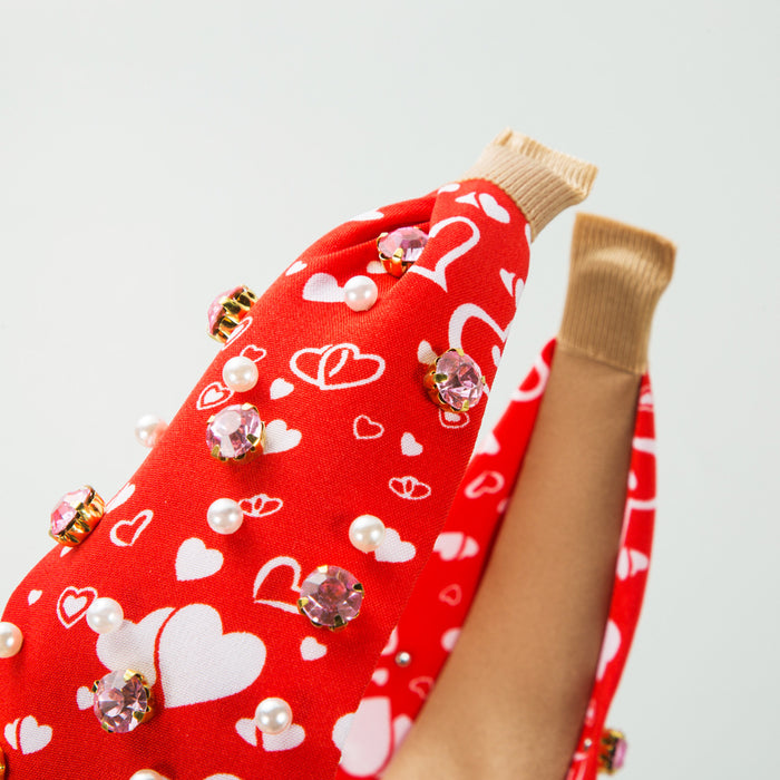 Wholesale Valentine' s Day Heart Pattern Rhinestone Beaded Headband