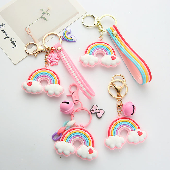 Wholesale  Keychain Cute Bell Rainbow Cloud Pendant Couple Bag Hanging Jewelry