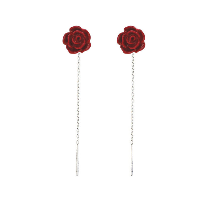 Wholesale Three dimensional rose earrings with retro and niche design, personalized earrings