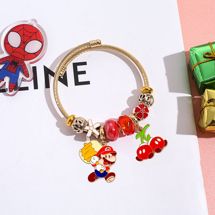 Wholesale Western Anime Cartoon Beaded Bracelet Stainless Steel Open Adjustable for Boutique Resale