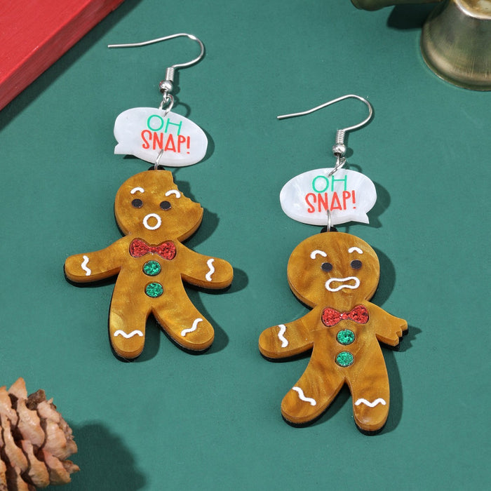 Wholesale Christmas Double-Layer Acrylic Gingerbread Earrings