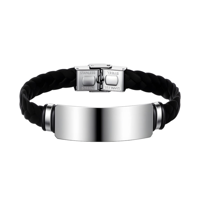 Wholesale Twist Woven Leather Stainless Steel Bracelet Fashion Accessory