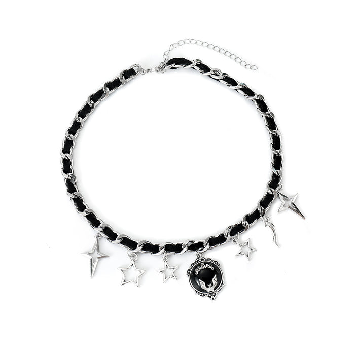Wholesale Jewelry Wrapped Velvet Five-Pointed Star Necklace Women's Niche Dark Style Clavicle Chain Necklace