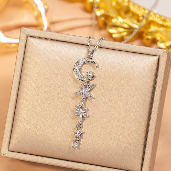 Wholesale Gold Plated Titanium Steel Floral Pendant Necklace Stylish Gift MOQ≥2
