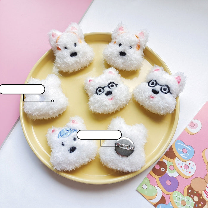 Wholesale Cartoon West Highland Terrier Plush Doll Accessory Cute Puppy Doll Brooch Hair Accessory Mobile Phone Case Accessory