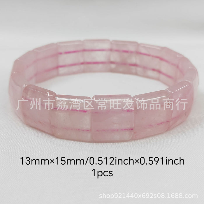 Wholesale Natural Pink Crystal Bracelet with Cut Cornered Crystal Blocks as a Bracelet