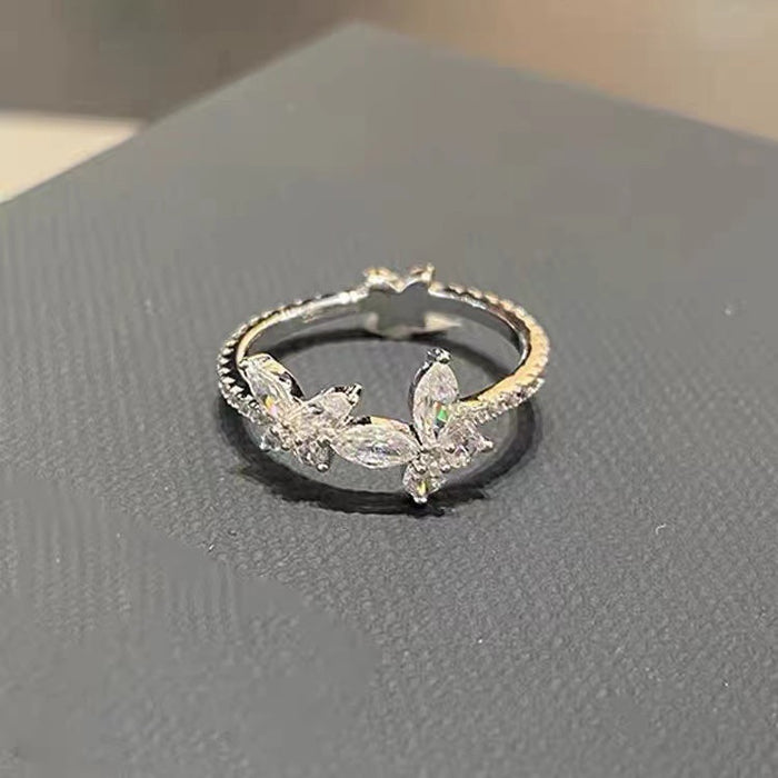 Wholesale Green butterfly open ring niche versatile ring