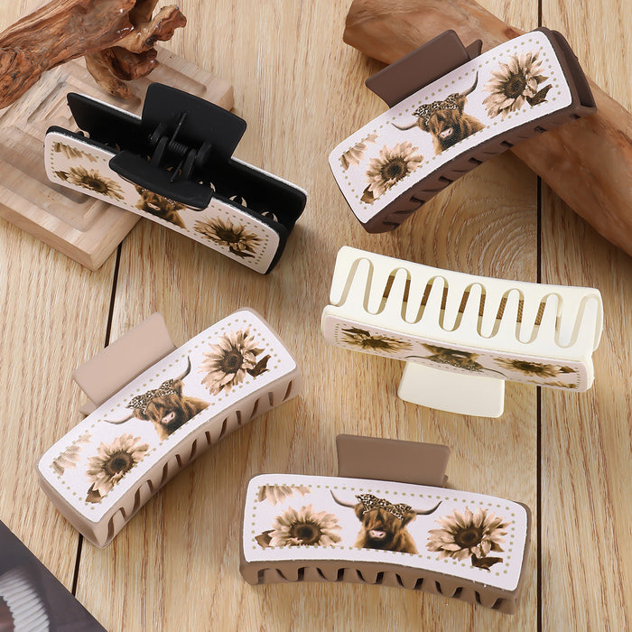 Wholesale Chrysanthemum White leather square Hair Clips