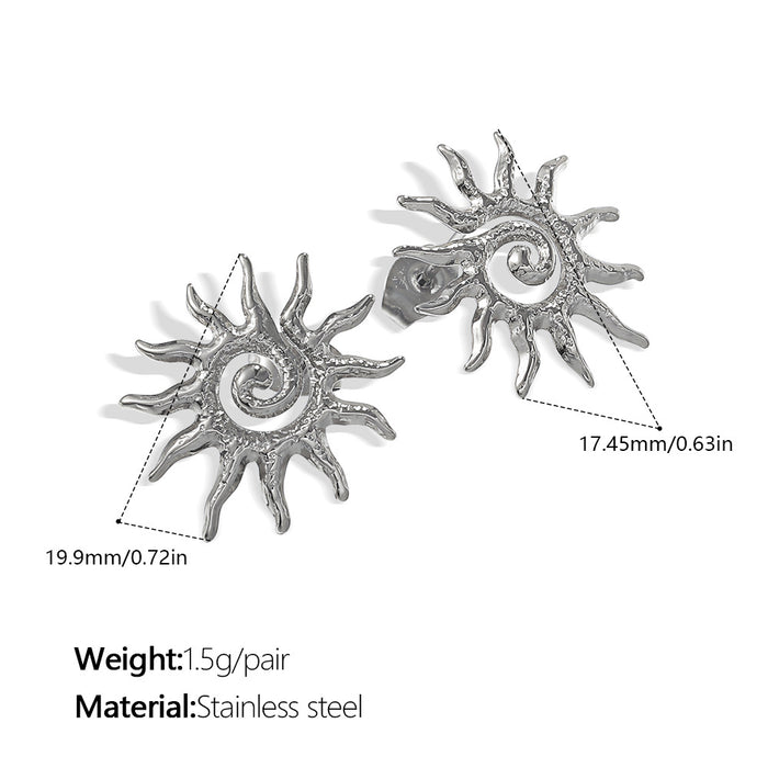 Wholesale Sun Stainless Steel Gold-Plated Earrings Popular Earrings Sunflower Earrings