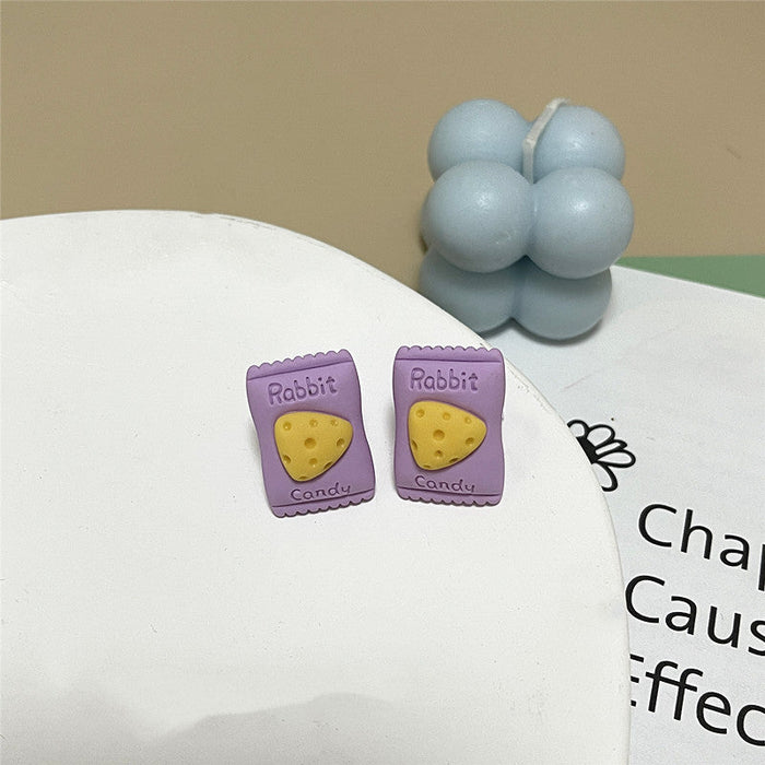 Wholesale Resin Earrings Simple Cartoon Candy Shape (S) JDC-ES-shier006