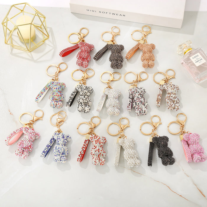 Wholesale Creative Cartoon Diamond Bear Doll Keychains JDC-KC-JFan011